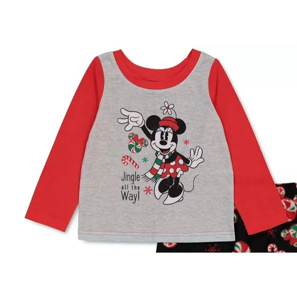 Disney Matching Toddler Girls Size 4T Minnie Mouse Holiday Family Pajama Top 889